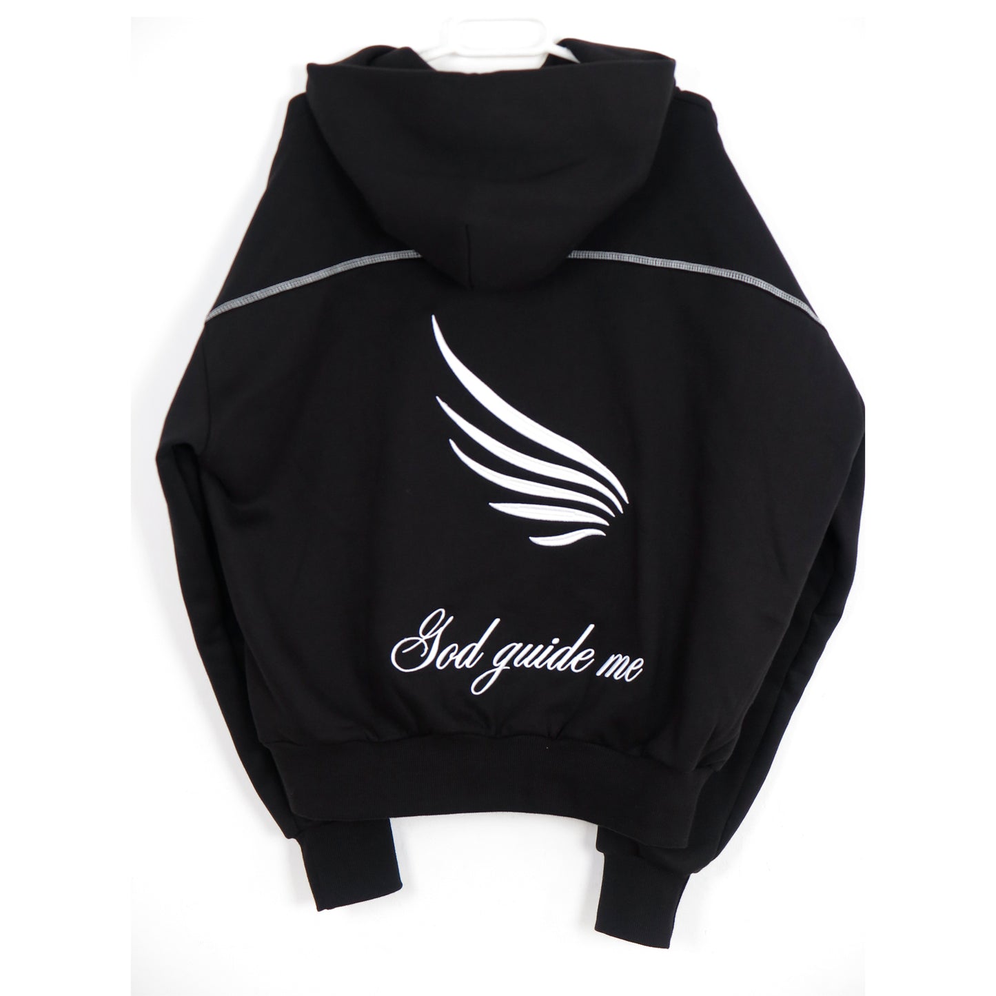 EMBROIDED BLACK CROPPED HODDIE